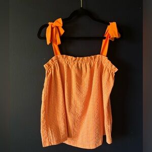 Orange Gingham Bow Tank Top